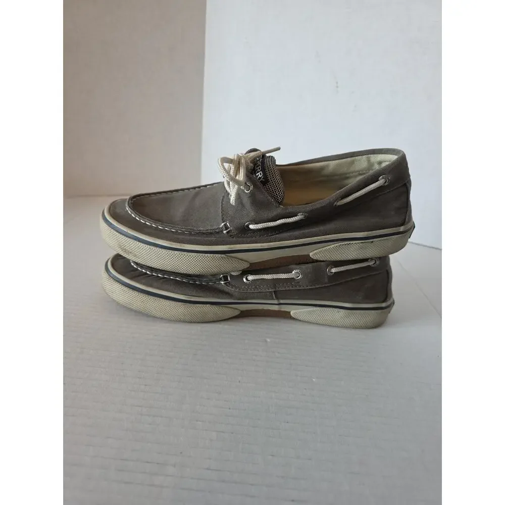 SPERRY Men‎ Boat Shoe Chocolate Color Canvas Tie Closure Sz. 10.5